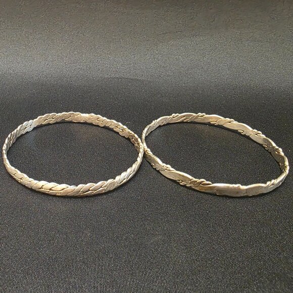 2 pc. 925 Sterling Silver Bangle Bracelets vintage Taxco Mexico 27 g. Not Scrap! - Picture 2 of 7